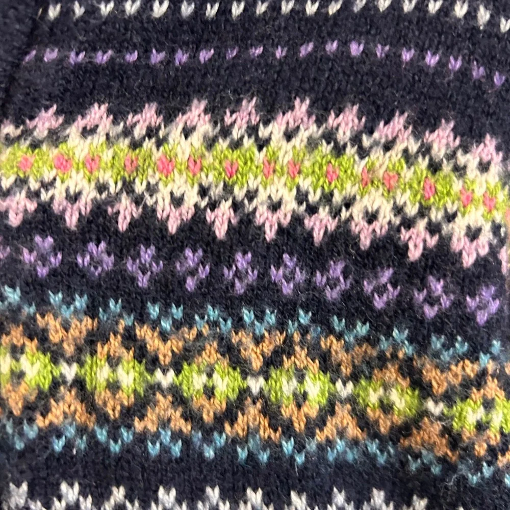 Gap Kids Navy Fair Isle Full Zip Hooded Cardigan Sweater Tassel Hood 4 Years